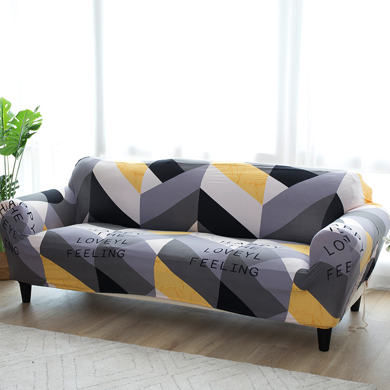 Funda de sofá elástica con estampado geométrico cepillado