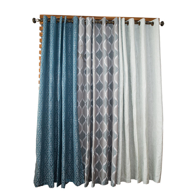 Cordón triple gris con cortinas jacquard