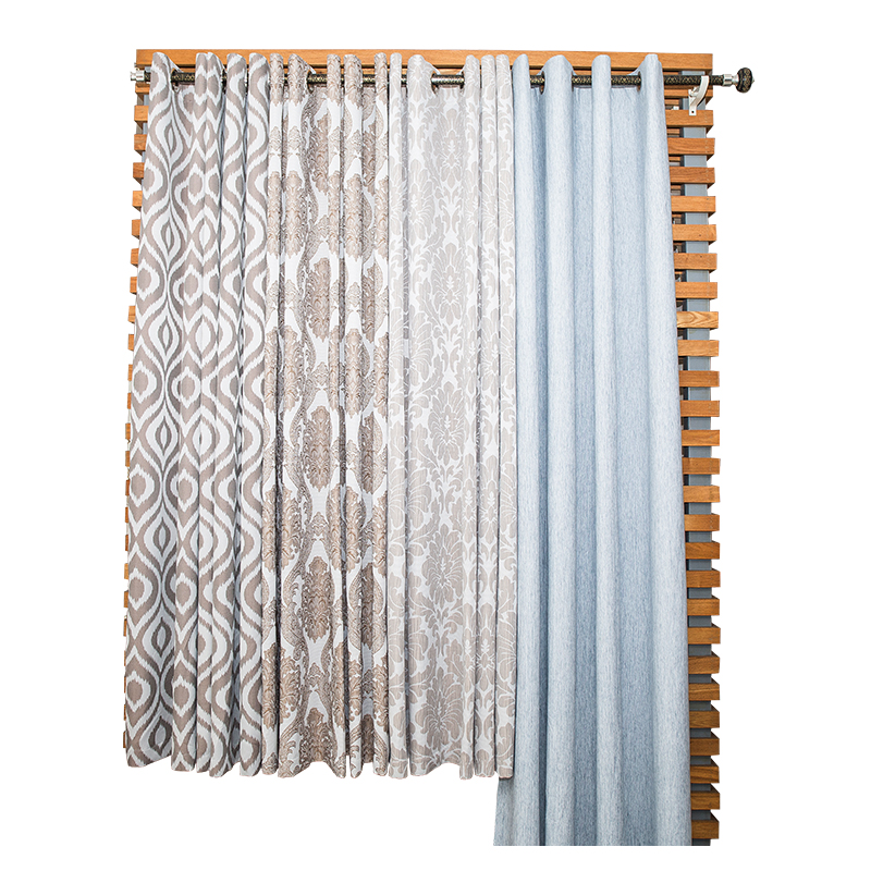 Cordón triple gris con cortinas jacquard