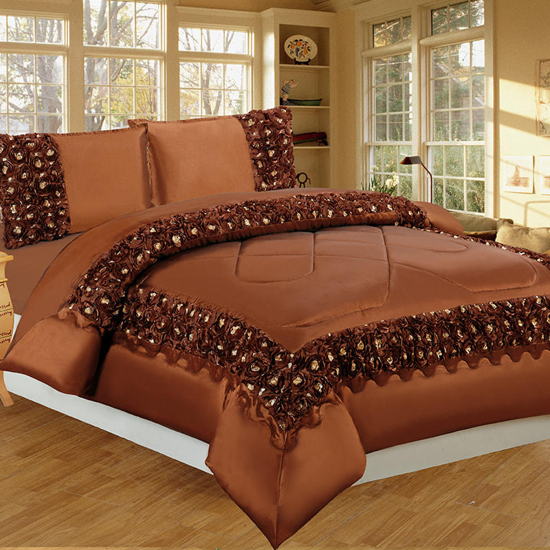 Juego de cama de flores correctivas camaleón marrón rojizo Isabella