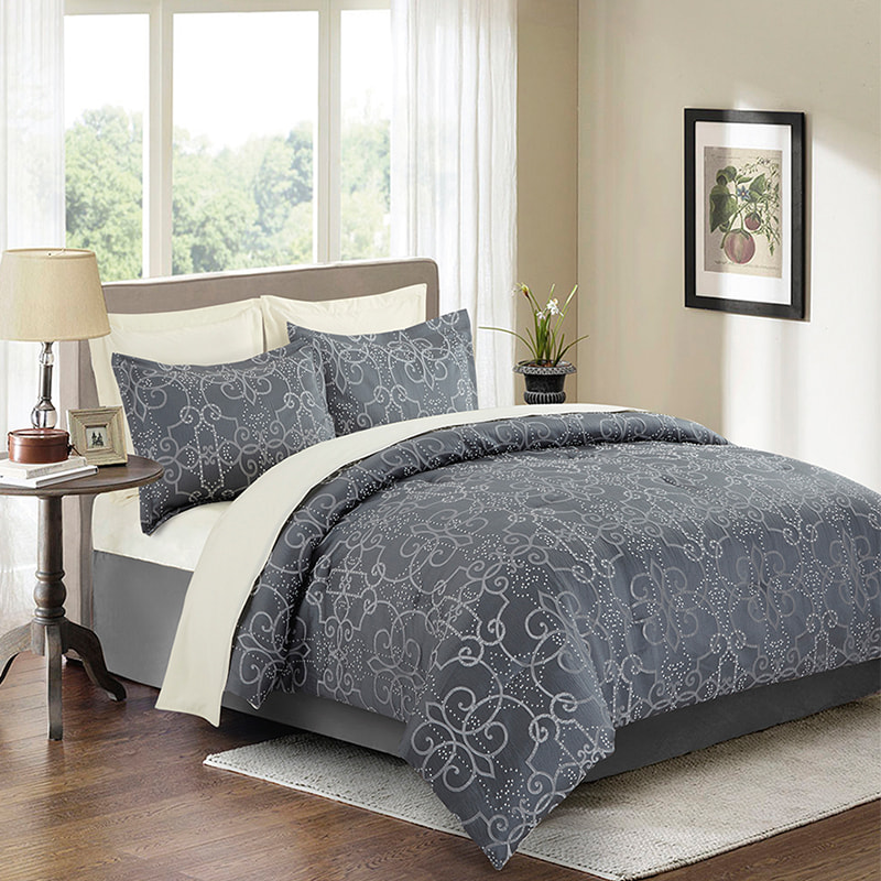 Juego de cama de jacquard gris negro arenoso