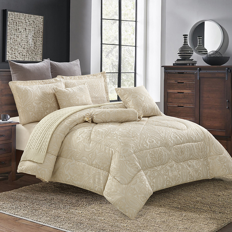 Juego de cama Gloria en jacquard beige