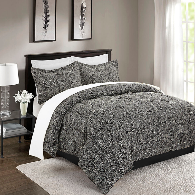 Juego de cama Louise Ink de jacquard negro