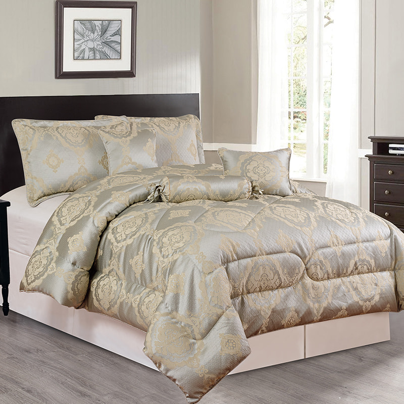 Juego de cama Rebecca en jacquard dorado