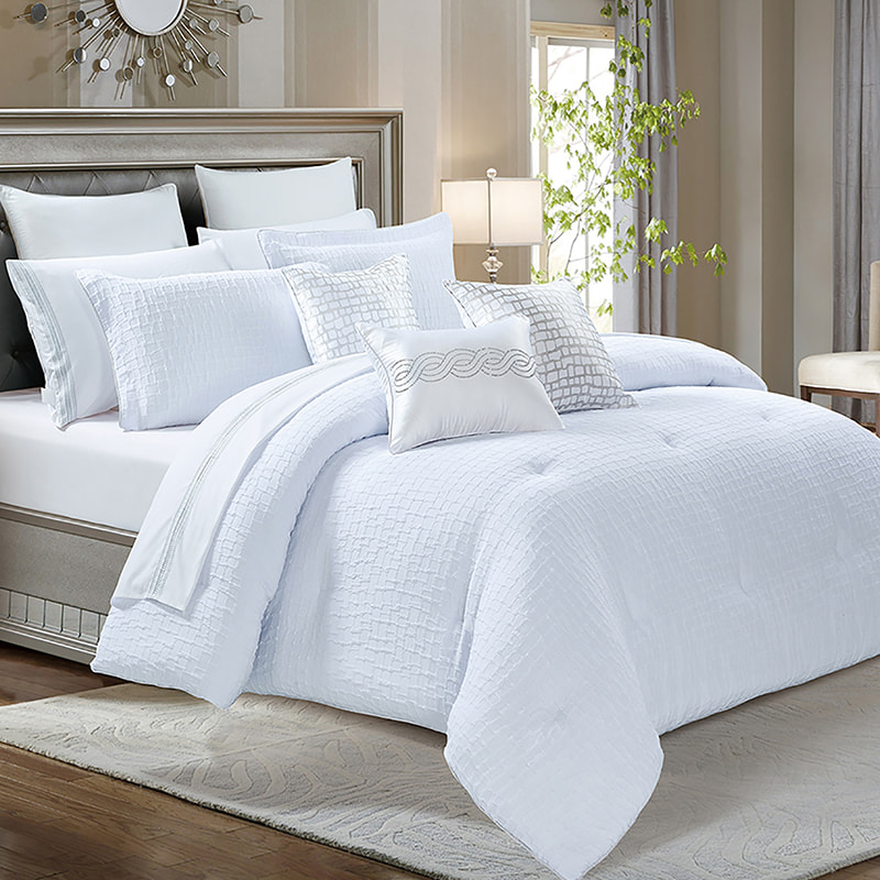 Juego de cama LISA de jacquard blanco