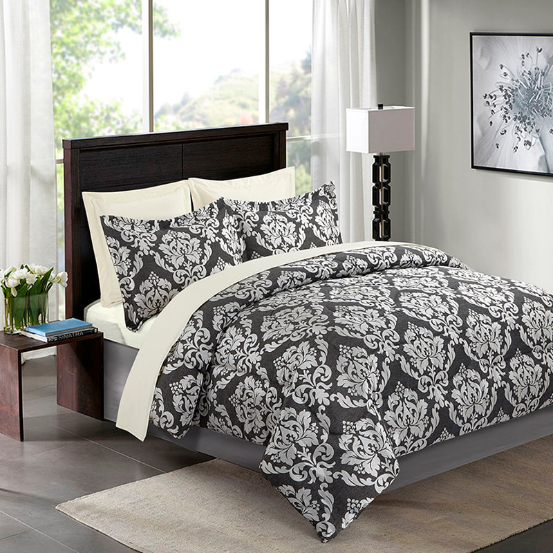 Juego de cama Jean Obsidian en jacquard negro