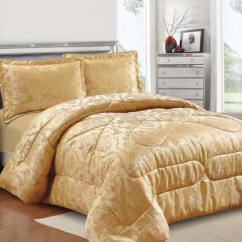 Juego de cama Sheila de jacquard dorado