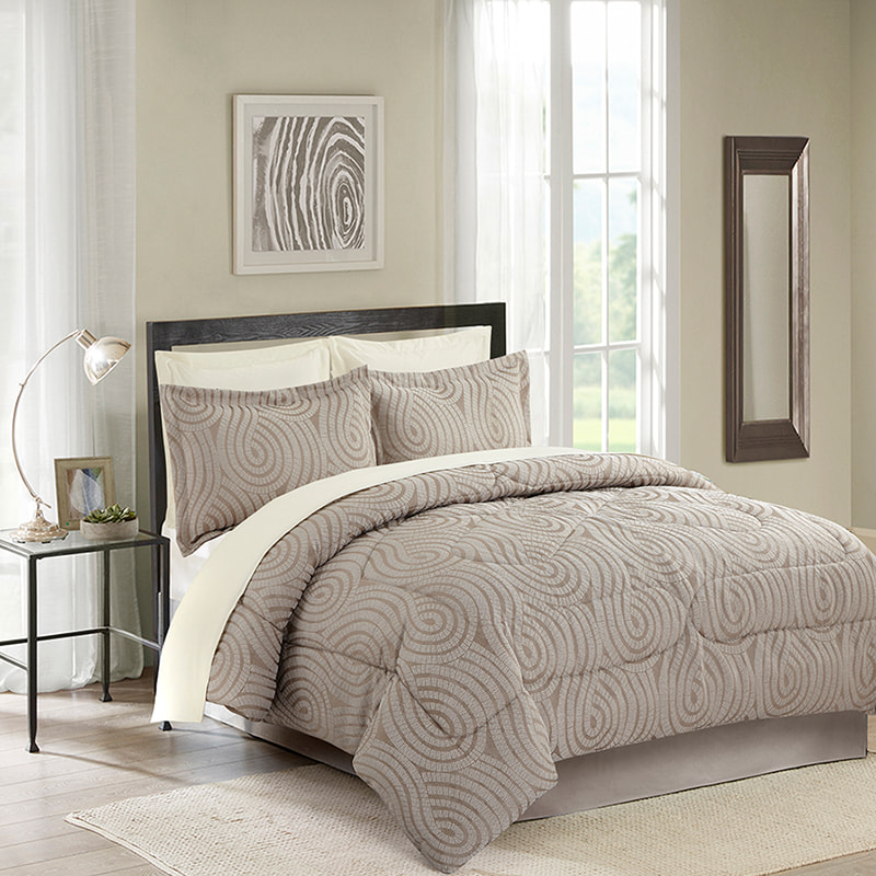 Juego de cama de jacquard en espiral gris Mamie